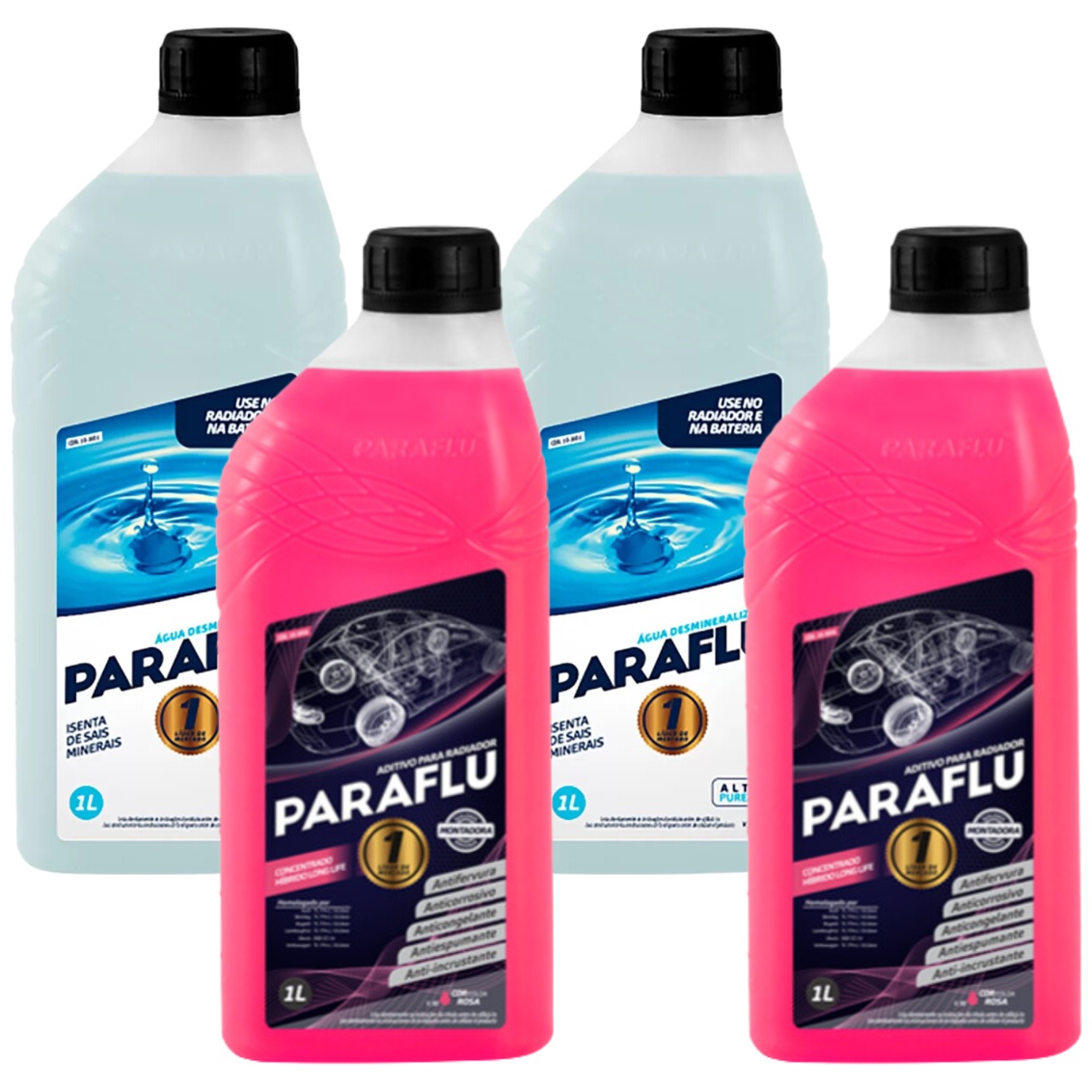 Kit 2L Aditivo Radiador Concentrado + 2L Água Desmineralizada - Paraflu - 10-3031 / 10-3056
