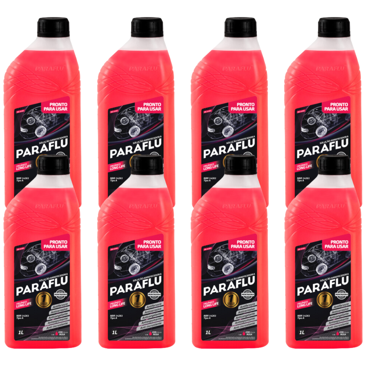 Kit 8 Litros Aditivo Radiador Pronto Para Uso Paraflu Montadora Orgânico Rosa