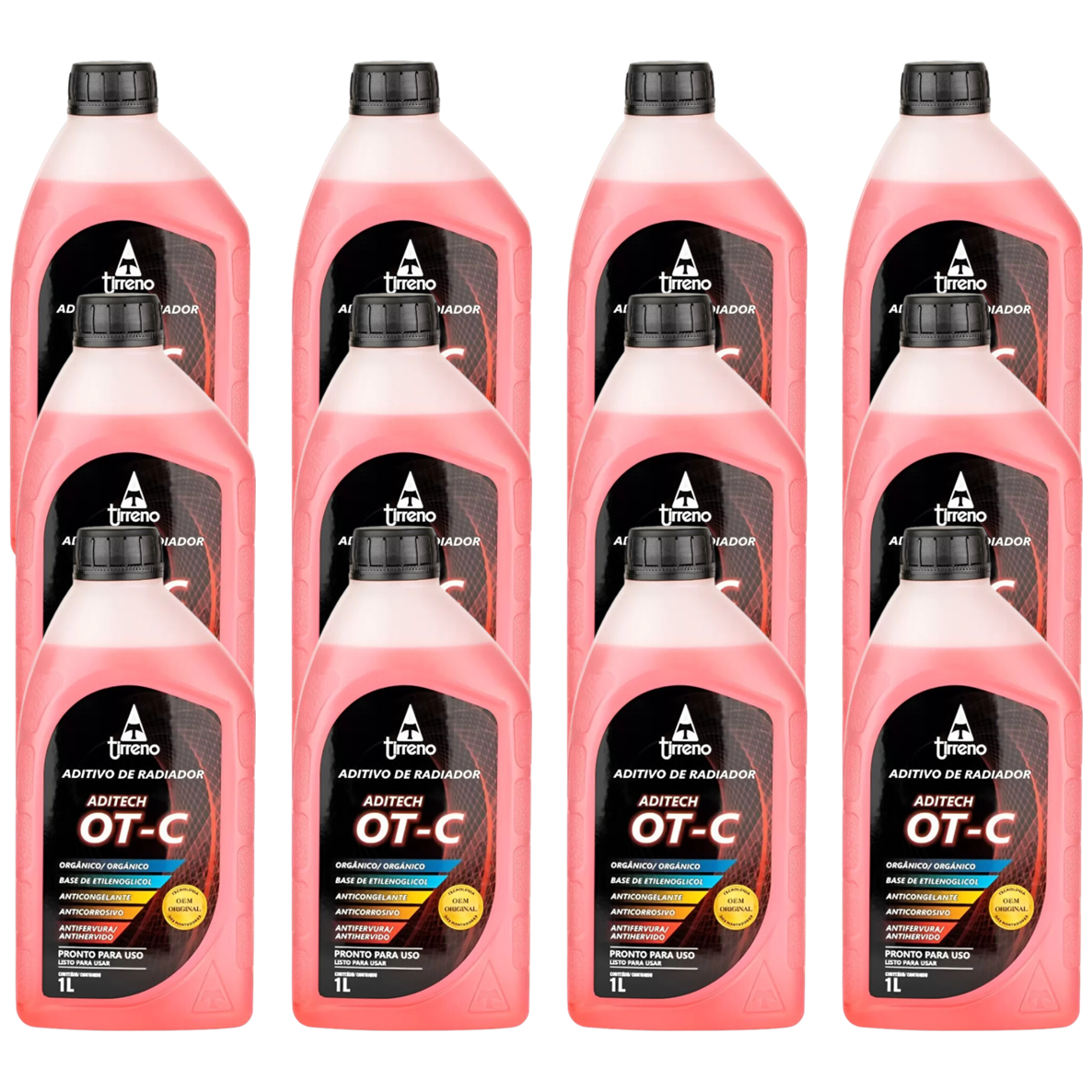Kit 12 Litros Aditivo Radiador Pronto Para Uso Tirreno Orgânico OT-C Laranja