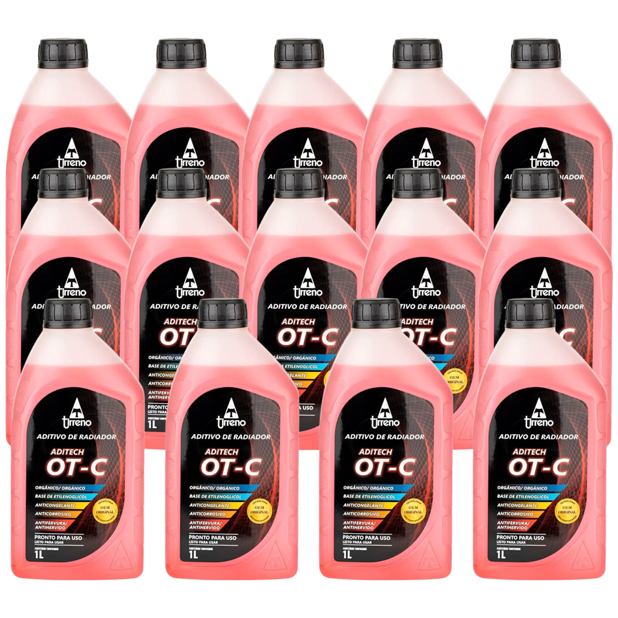 Kit 14 Litros Aditivo Radiador Pronto Para Uso Tirreno Orgânico OT-C Laranja